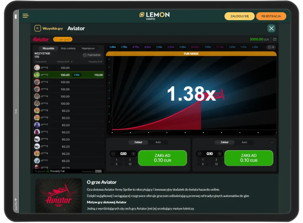 Aviator Lemon casino